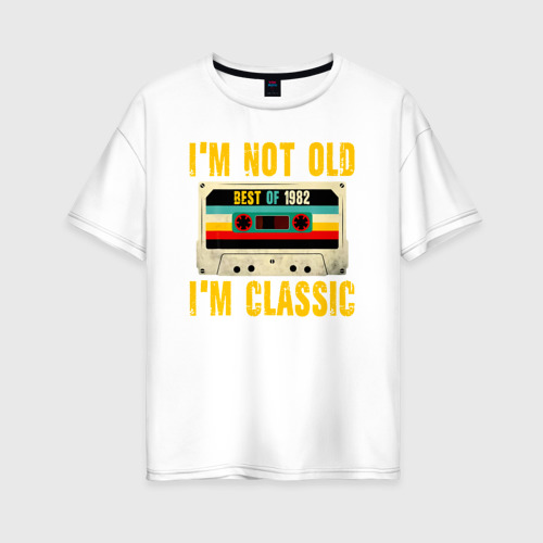 Женская футболка из хлопка оверсайз с принтом Я не старый я классический 1982 аудиокассета, вид спереди №1