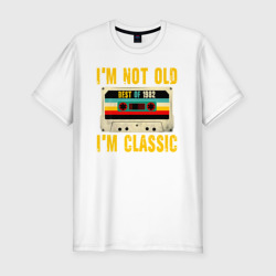 Мужская футболка хлопок Slim Я не старый я классический 1982 аудиокассета