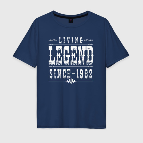 Мужская футболка хлопок Oversize Живая легенда с 1982 года, цвет темно-синий