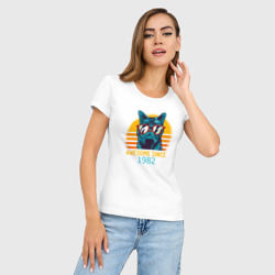 Женская футболка хлопок Slim Потрясающе котэ с 1982 года - фото 2