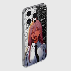 Чехол для iPhone 15 Pro Max силиконовый с защитой камеры Человек бензопила: Пауэр демон - фото 2