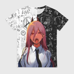 Женская футболка 3D Человек бензопила: Пауэр демон