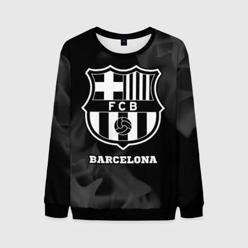 Мужской свитшот 3D с принтом Barcelona Sport на темном фоне, вид спереди #2