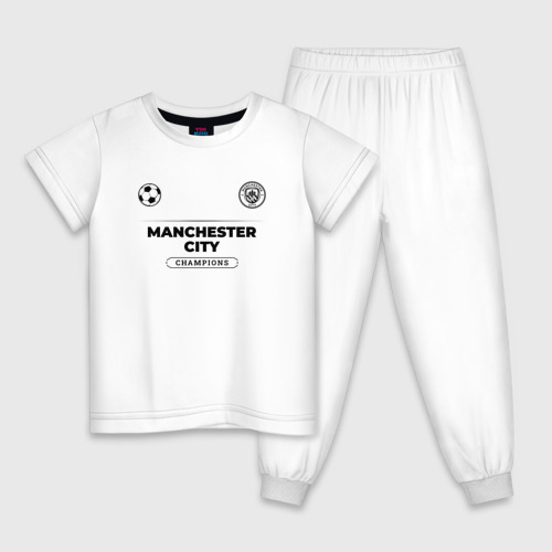 Детская пижама хлопок Manchester City Униформа Чемпионов, цвет белый
