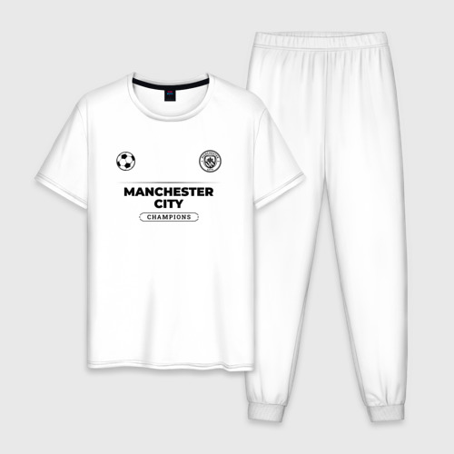 Мужская пижама хлопок Manchester City Униформа Чемпионов, цвет белый