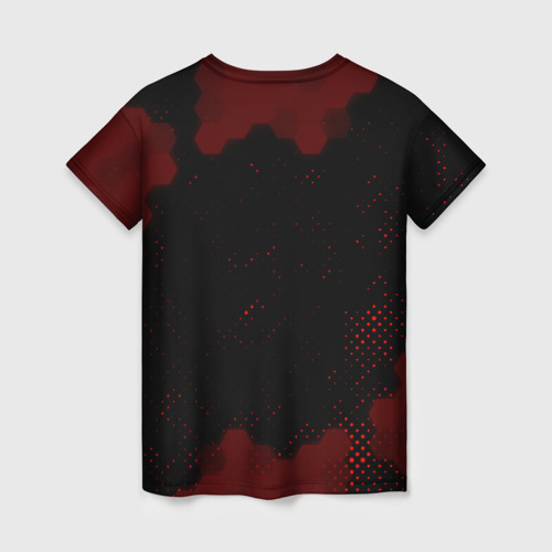 Женская футболка 3D Символ Rust и краска вокруг на темном фоне, цвет 3D печать - фото 2