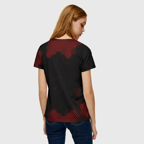 Женская футболка 3D Символ Rust и краска вокруг на темном фоне, цвет 3D печать - фото 4