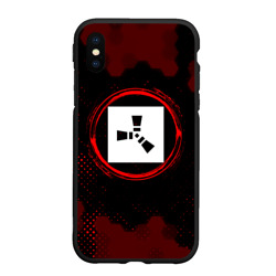 Чехол для iPhone XS Max матовый Символ Rust и краска вокруг на темном фоне