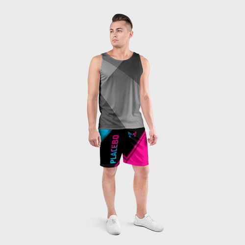 Мужские шорты спортивные с принтом Placebo Neon Gradient, вид сбоку #3