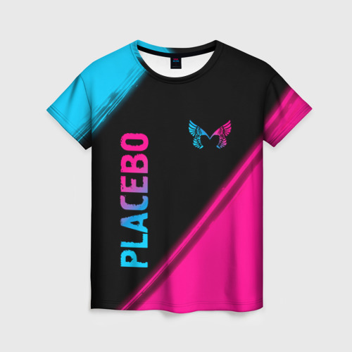 Женская футболка с принтом Placebo Neon Gradient, вид спереди №1