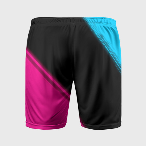 Мужские шорты спортивные с принтом Placebo Neon Gradient, вид сзади #1
