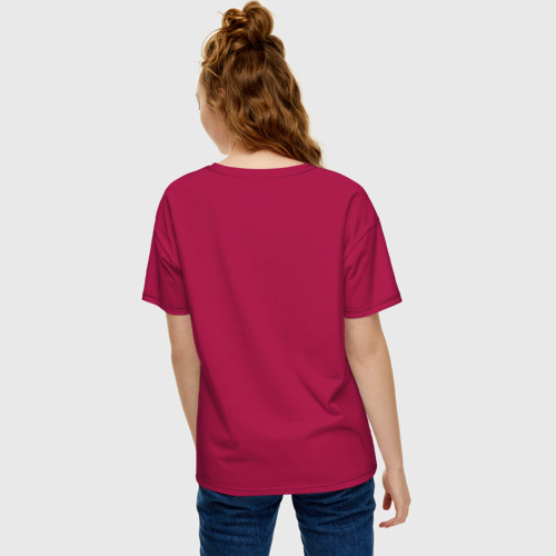 Женская футболка хлопок Oversize с принтом Windfoxer, вид сзади #2