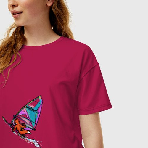 Женская футболка хлопок Oversize с принтом Windfoxer, фото на моделе #1