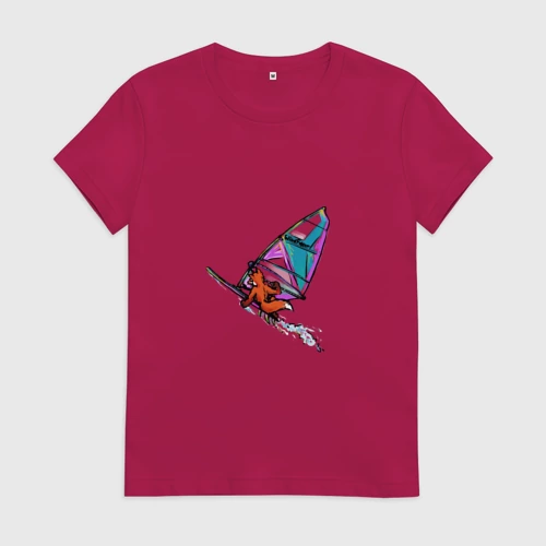 Женская футболка хлопок с принтом Windfoxer, вид спереди #2