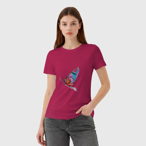 Женская футболка хлопок с принтом Windfoxer, фото на моделе #1