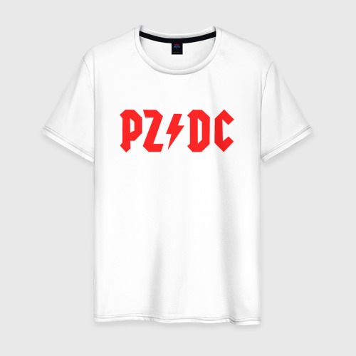 Мужская футболка из хлопка с принтом PZ/DC AC/DC, вид спереди №1