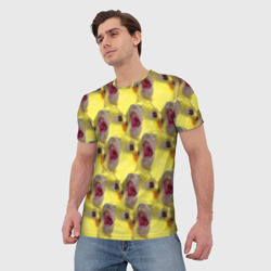 Мужская футболка 3D Попугай Корелла Орёт Мем - фото 2
