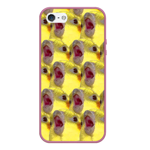 Чехол для iPhone 5/5S матовый Попугай Корелла Орёт Мем, цвет розовый
