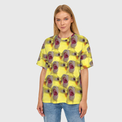 Женская футболка oversize 3D Попугай Корелла Орёт Мем - фото 2