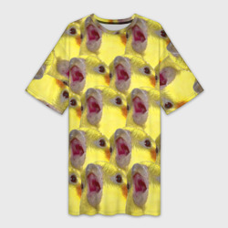 Платье-футболка 3D Попугай Корелла Орёт Мем