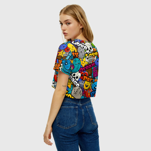 Женская футболка Crop-top 3D Красочный паттерн из мультяшных героев, цвет 3D печать - фото 5