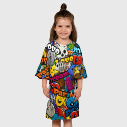 Детское платье 3D Красочный паттерн из мультяшных героев - фото 2