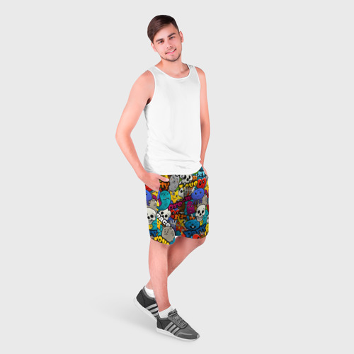 Мужские шорты 3D с принтом Красочный паттерн из мультяшных героев, фото на моделе #1