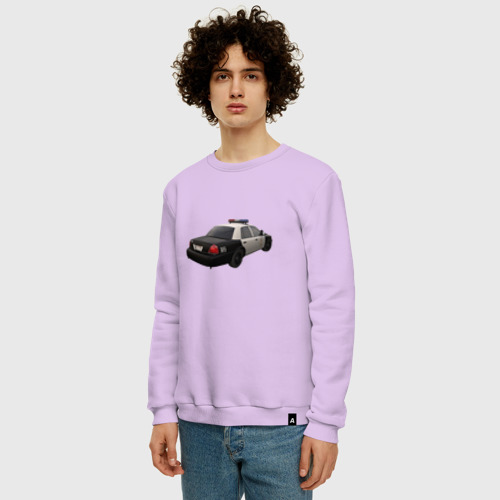 Мужской свитшот хлопок LAPD автомобиль, цвет лаванда - фото 3
