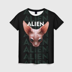 Женская футболка 3D Кот сфинкс инопланетянин