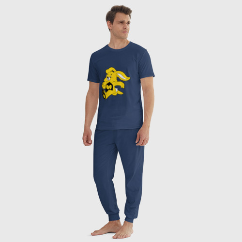 Мужская пижама хлопок Wu-Tang Bunny, цвет темно-синий - фото 5