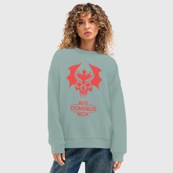 Женский свитшот oversize без начеса хлопок Ave Dominus Nox клич повелителей ночи - фото 2