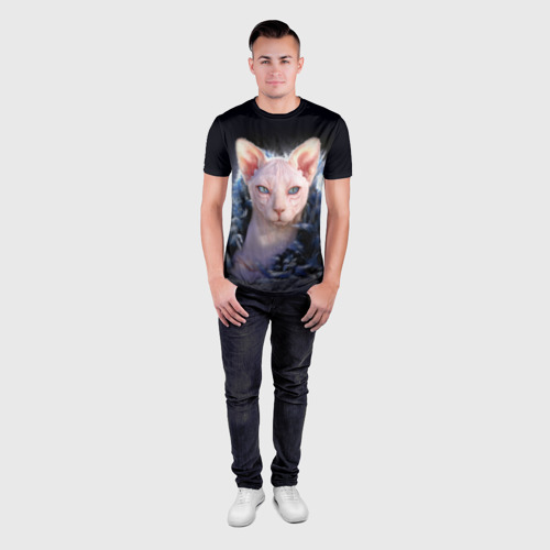 Мужская футболка 3D Slim с принтом Кошка сфинкс, вид сбоку #3