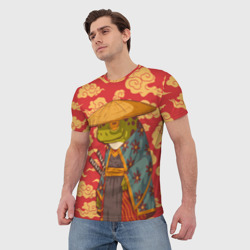 Мужская футболка 3D Старая самурайская лягуха - фото 2