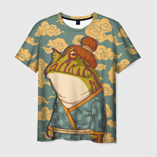 Мужская футболка с принтом Японская лягушка, вид спереди №1