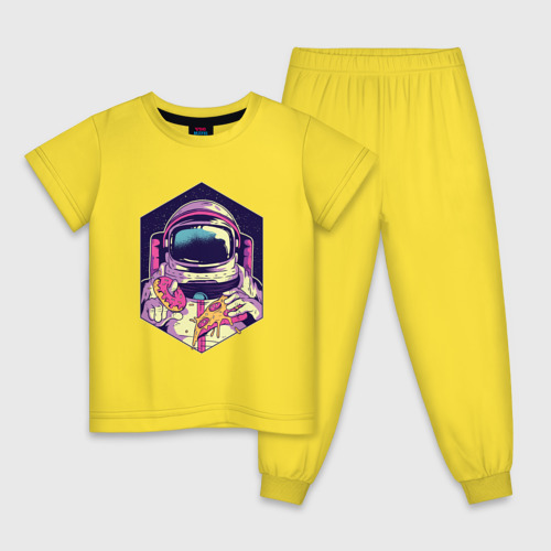 Детская пижама хлопок с принтом Космическая еда, вид спереди #2