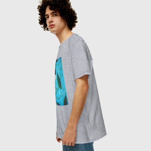 Мужская футболка хлопок Oversize с принтом Плюмерия, вид сбоку #3