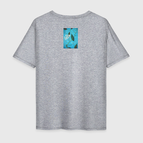 Мужская футболка хлопок Oversize с принтом Плюмерия, вид сзади #1