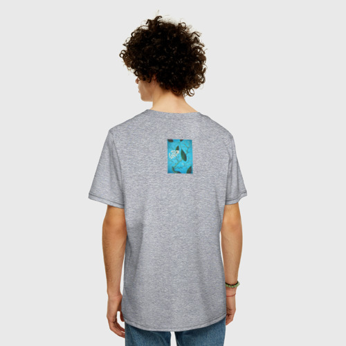 Мужская футболка хлопок Oversize с принтом Плюмерия, вид сзади #2