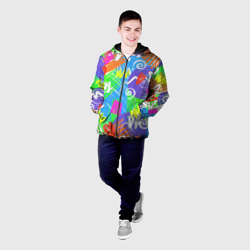 Мужская куртка 3D Яркий геометрический принт на белом фоне - фото 2