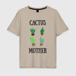 Мужская футболка хлопок Oversize Cactus Mother, Мать кактусов