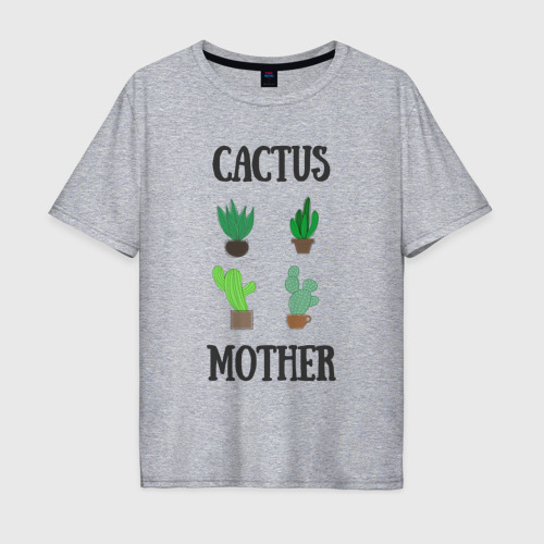 Мужская футболка хлопок Oversize с принтом Cactus Mother, Мать кактусов, вид спереди #2
