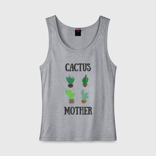 Женская майка хлопок Cactus Mother, Мать кактусов, цвет меланж