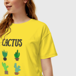 Женская футболка хлопок Oversize Cactus Mother, Мать кактусов - фото 2