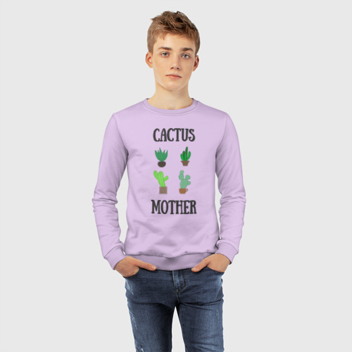 Детский свитшот хлопок Cactus Mother, Мать кактусов, цвет лаванда - фото 7