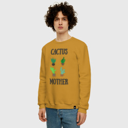 Мужской свитшот хлопок Cactus Mother, Мать кактусов - фото 2