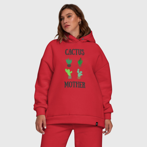Женский костюм хлопок Oversize с принтом Cactus Mother, Мать кактусов, фото #5