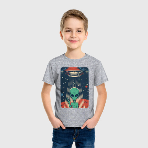 Детская футболка хлопок Mars Alien, цвет меланж - фото 3