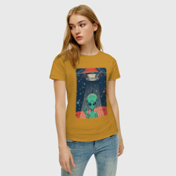 Женская футболка хлопок Mars Alien - фото 2