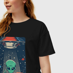 Женская футболка хлопок Oversize Mars Alien - фото 2