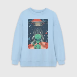 Женский свитшот oversize без начеса хлопок Mars Alien